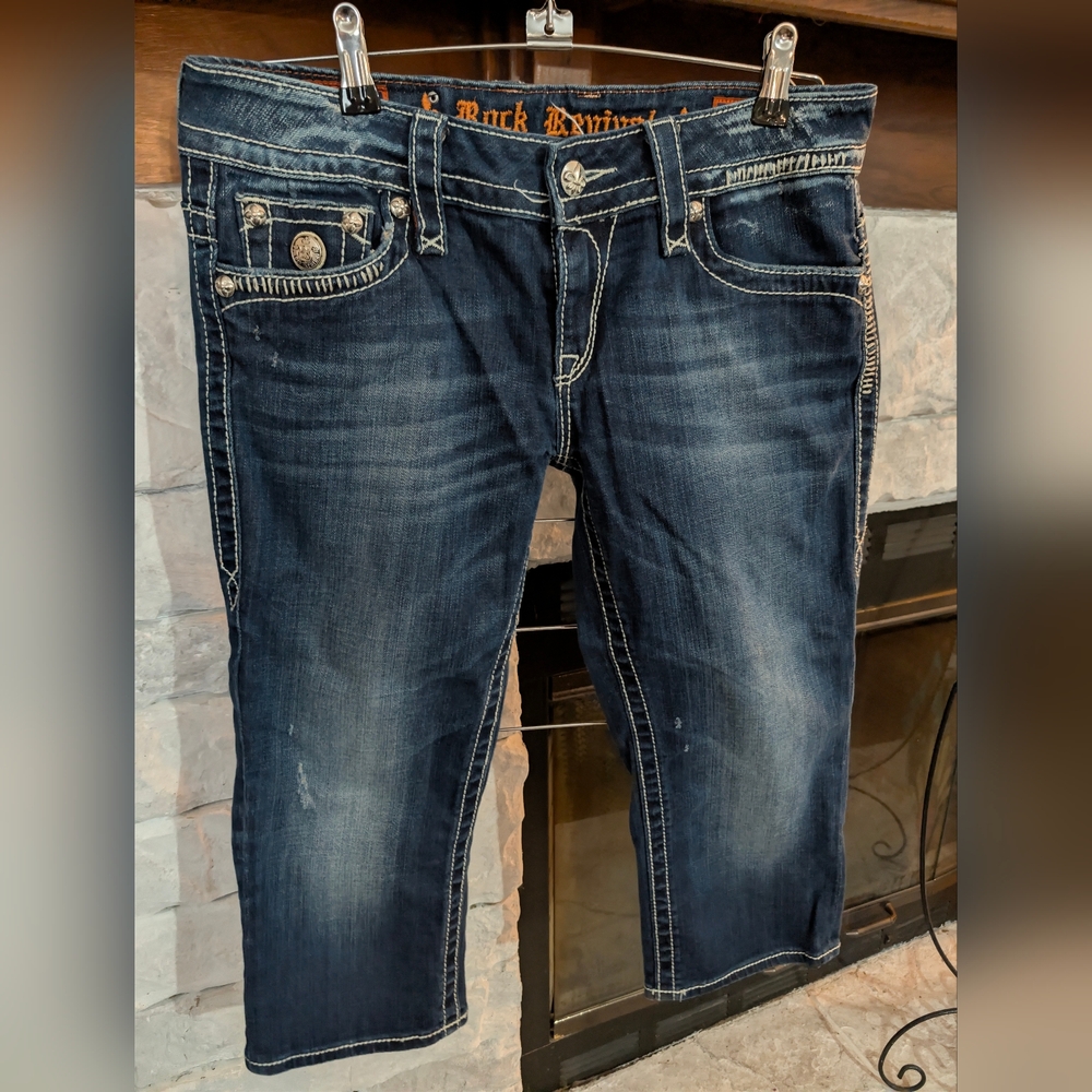 Women's Vtg Rock Revival Indigo Capri Jeans